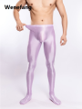 Wenefang Men Oil Glossy Shiny Tights Pencil Pants Sheer See Through Unisex Portable Elastic Yoga Leggings Stain Smooth Full Pants Candy Color. 