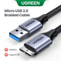 UGREEN Micro USB 3.0 Cable, USB 3.0 A to Micro B Cord Nylon Braided External Hard Drive Cable for Samsung Galaxy S5, Note 3/Pro 12.2, Western Digital, Toshiba. 