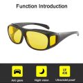 HD vision Glasses Night vision glass  set Night Vision Driving Glass Bike Riding Glass - 2 pcs   Night Sight Night Driving Over Glasses UV Wind Protection Driving, Headlight Glasses with Glare cut Technology. 