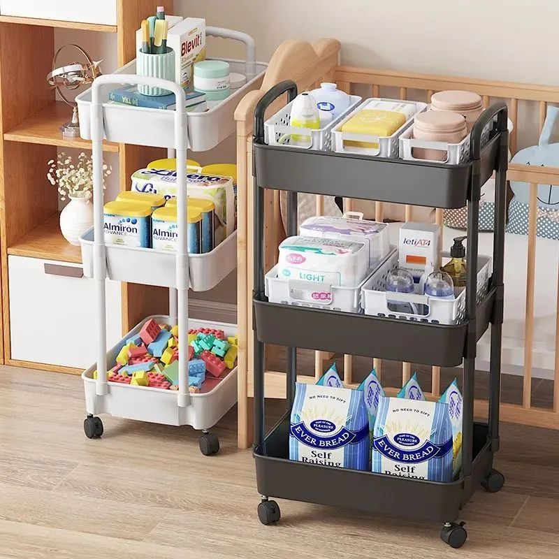 2024 3-Tier Rolling Utility Cart Storage Shelves