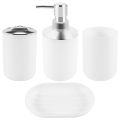4 Pcs Plastic Bathroom Accessory Set,Bath Toilet Brush Accessories Set with Toothbrush Holder,Toothbrush Cup. 