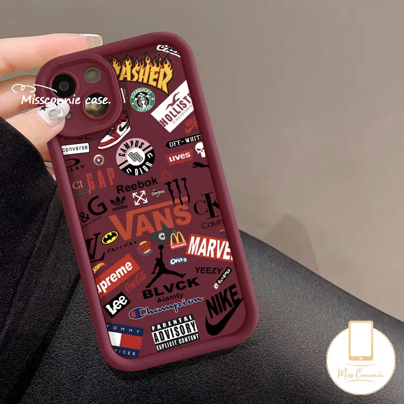 Red Brown Trend Brand Patterns Colorful English Letter Fashion