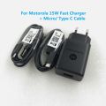 USB3.0 Fast Charger For Motorola P50 G50 G10 Power Wall 15W Quick Adapter With Micro/Type C Cable For Moto G9 G8 G7 Power Plus. 
