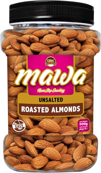 Mawa Dry Roasted Almonds Unsalted 500g | Badam | Almonds Nuts Snack ...