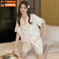 SYT Pajamas Women's Korean-Style Full Print High-End Ice Silk Cute Pink Peach Sweet Girl Ins Student Home Clothes. 