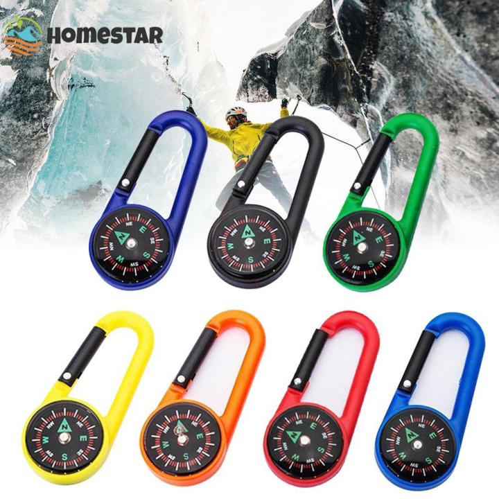 Homestar Mixed Colour Outdoor Camping Hiking Tactical Survival Mini Compass Carabiner Children's Toy Compass Small Gift #460025