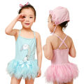 bellylady 2pcs/set ldren suit irl One-piece Swan Cotton Dress suit + ing Cap. 