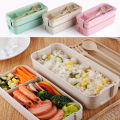 [Good Product] 750ml Healthy Material 2 Layer Lunch Box Wheat Straw Bento Boxes Microwave Dinnerware Food Storage Container Lunch box. 