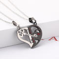 Key Spliceable Couple Pendant Necklace Stainless Steel Love Valentine's Day Gift Jewelry. 