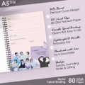 BTS Spiral Notebook A5 – Purple Style Collage with BTS Members | 100 Pages | Modern BTS Notebook. 