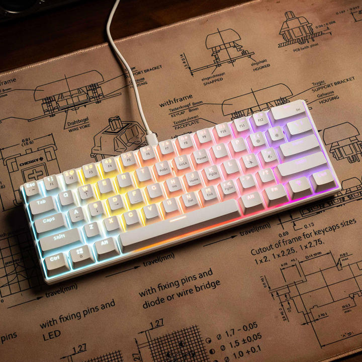 A61K 61KEYS White / Black Mechanical Keyboard Type C Hot-swapable RGB Computer Gaming Mechanical Keyboard Red axis