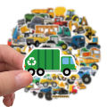 50PCS Cute Children's Cartoon Car Truck Stickers Kawaii DIY Skateboard Motor Graffiti Vehicle Sticker Decals Kids Learning Toys. 