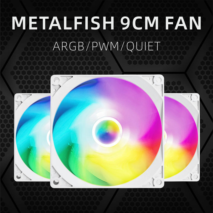 METALFISH 9cm Chassis Fan ARGB Colorful Light Effect Support CPU Cooler ...