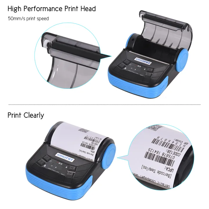 GOOJPRT MTP-3 80mm B-T Thermal Printer Porta-ble Lightweight for ...