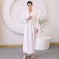 Bathrobe Men's Summer Swimming Absorbent Thin Bathrobe Long plus Size Men's Robes Long Sleeve Spring and Autumn Ice Silk Pajamas. 