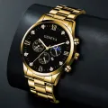 Enacolor 2Pcs/Set Elegant Gold Metal Steel Strip Chain Bracelet Quartz Watch Set Fashion Casual Accessories Business Men Gift. 