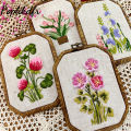 Embroidery Starter Kit Including Colored Threads Needles Hoops Instructions Flower Grass Leaves Pattern Mini Cross Stitch Kit. 