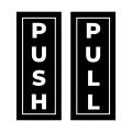 PUSH PULL DOOR STICKER- BLACK - 2INCH X 5INCH. 