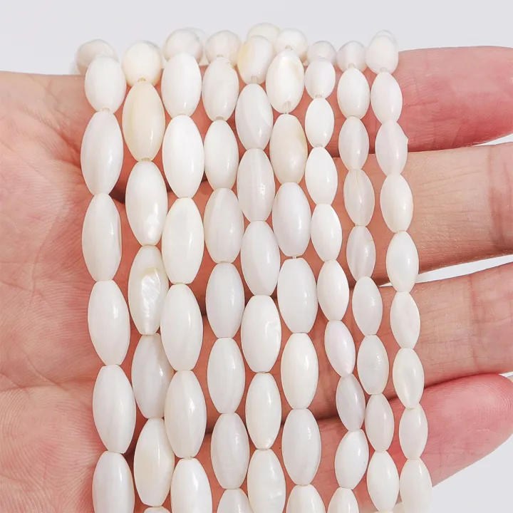 7/10/11mm%20Natural%20White%20Shell%20Beads%20Mother%20Of%20Pearl%20Loose%20Rice%20Oval%20Beads%20For%20Necklace%20Bracelet%20Earring%20DIY%20Jewelry%20Making%2015''%2038cm/Strand%20-%20Image%202