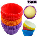 10Pcs Round Silicone Cake Muffin Cupcake Mold Maker Reusable Pastry Baking Tool. 