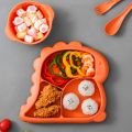 4 PCS Baby Bowls Plates Spoons Forks Food Tableware Set BPA Free Non-Silp Kid Dishes Dinosaur Food Feeding Bowl For Child. 