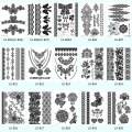 JM Hot Black Henna Lace Temporary Tattoo Metallic Inspired Sticker Body Art. 
