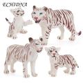 Realistic Animal Statues Realistic Miniature White Tiger Figurines Set Educational Toy for Children Wild Animal Statues for Tablescape Decoration Pvc Static Model Ornament Simulation Baby Tiger Model. 