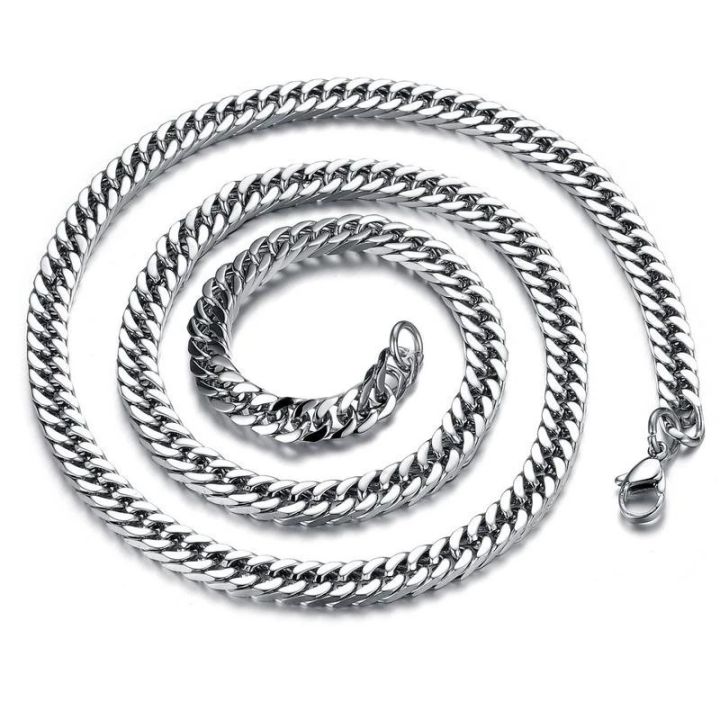 Factory Direct Sales Wholesale European and American Stainless Steel Bracelet Trendy Jewelry Pairs 4 Lobster Buckle Necklace 304 1:1 Chain Hip Hop