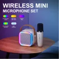 K12 Bluetooth Karaoke Machine Portable 5.3 PA Speaker System with Dual Wireless Microphones for Home Family Parties, Singing, and Fun. Rechargeable Speaker with LED Lights, High Bass, USB/SD Card Support, Perfect for Kids, Adults, and Special Occasions. 