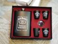 Portable Stainless Steel Jack Daniels Hip Flask with Funnel and four Cups 9OZ. 