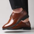 Spring and Autumn Youth British Style Casual Business Wear Leather Shoes Men's Shoes Wedding Shoes Versatile Single-Layer Shoes Work Shoes Waterproof Lightweight. 