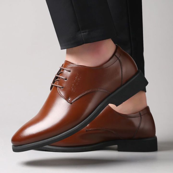 Spring and Autumn Youth British Style Casual Business Wear Leather Shoes Men's Shoes Wedding Shoes Versatile Single-Layer Shoes Work Shoes Waterproof Lightweight
