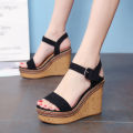 Women's Wedge Sandals Summer Platform European and American Women's Shoes2023New Thick-Soled Suede Small Size Fashion High Heels. 