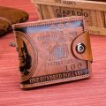 New Fashion Dollar Price Pattern Designer Men's Wallets Casual Credit Card Holder Purse Wallet For Male Boy. 