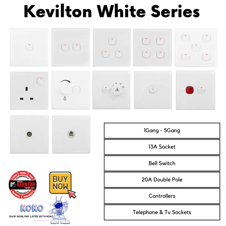 Kevilton%20White%20Switch%20Series%20%7C%201Gang%20%7C%202Gang%20%7C%203Gang%20%7C%204Gang%20%7C%205Gang%20%7C%2013A%20Socket%20%7C%20Telephone%20Socket%20%7C%20Tv%20Socks%20%7C%20Fan%20Controller%20%7C%201Way%20%7C%202%20Way%20%7C%20Kevilton%20Brand%20%7C%20Lifetime%20Warranty%20-%20Image%202