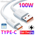 100W USB Type-C Fast Charging Cable for Samsung Xiaomi 13 Redmi POCO Huawei Honor OPPO Reno 8 Realme Android USB-C Fast Charger Cord Cable TypeC Data Type-c Fast Cable Fast Charging Type C Data Transferring Supported Cable 100% Original C Type Cable. 