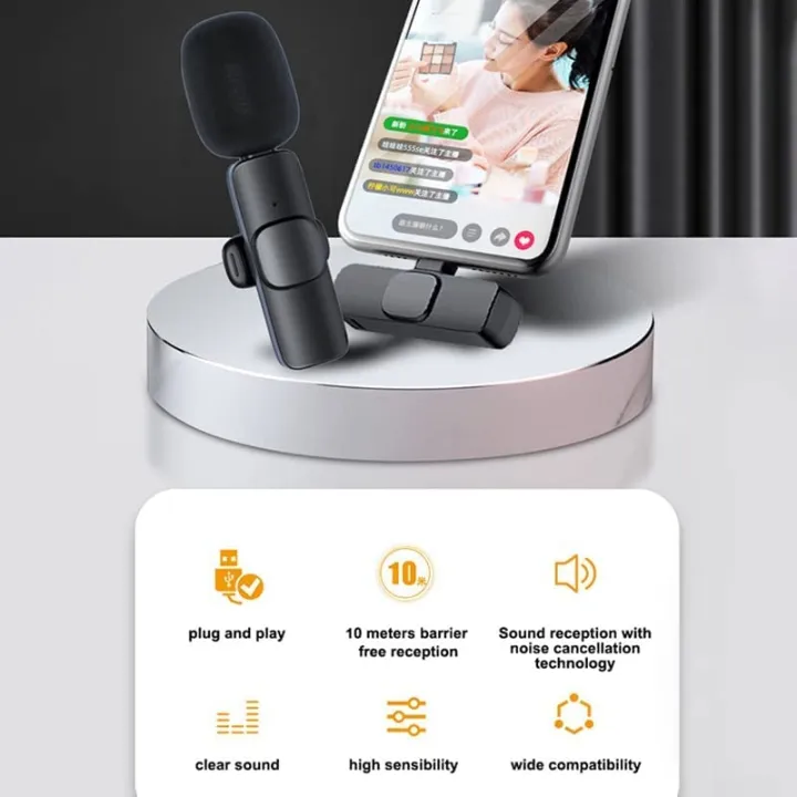 K8%20Wireless%20Microphone%20Clip%20Mic,%20Digital%20Mini%20Lavalier%20Microphones,%20Lapel%20Clip-on%20Collar%20Type%20C%20Lightning%20Microphone%20Compatible%20for%20iPhone%20&%20All%20iOS%20Android%20Devices%20-%20Image%204