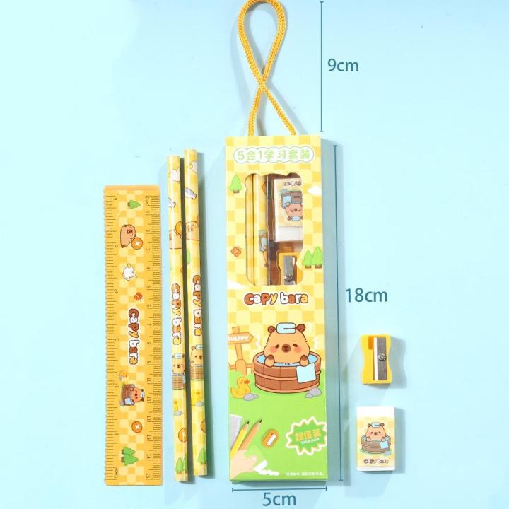 Yellow Capybara Eraser Reliable 5-In-1 Stationery Set Child-Friendly ...