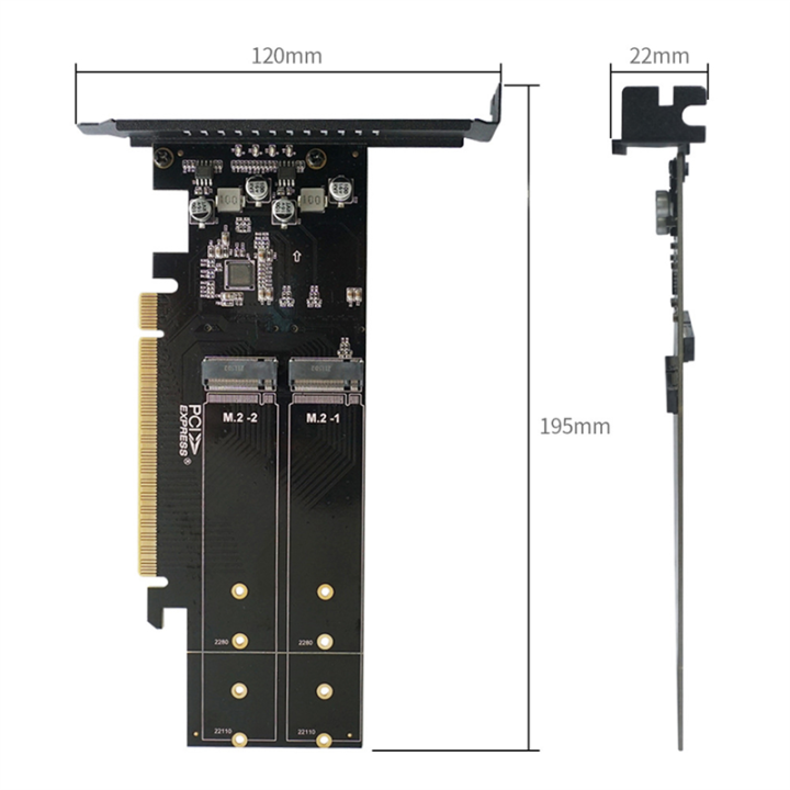 PCIe%20To%20M2%20Adapter%20Card,%20PCIE%20X16%204%20Port%20M2%20NVME%20M%20Key%20SSD%20Add%20on%20Card%20PCI%20Express%20Expansion%20Card%20with%20Heatsink%20-%20Image%202