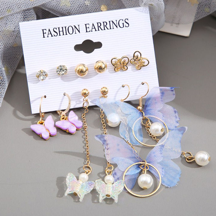 6%20Pairs%20Korean%20Charm%20Gold%20Butterfly%20Stud%20Earrings%20Set%20For%20Women%20Girls%20Fashion%20Nicle%20-%20Image%202