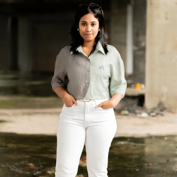 Dual tone oversized casual ladies crop top collection -Grey and Light Green