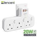 LENCENT Surge Protected 3 Way Plug Extension with PD 20W USB-C & 2 USB-A QC 3.0, Multi Plug Adaptor UK with Individual Switches, Plug Extender Wall Socket for Surge Protection 13A 3250W Surge Protector. 