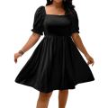 Black Short Puff Sleeve Frocks For Girls Silk Black Mini Frock Short Frock Party Frocks Casual Frock Black Frock For Ladies Gift Items For Love Latest Frock. 