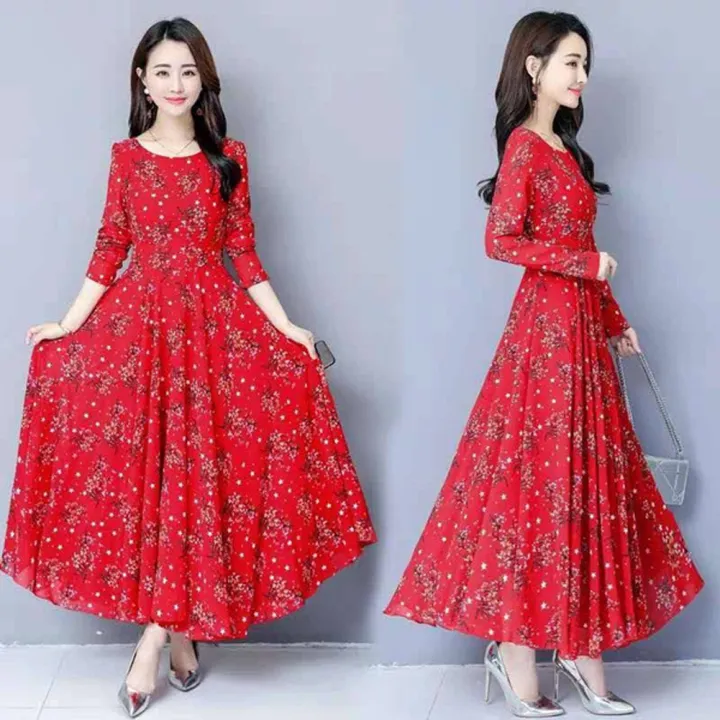 bellylady%20Women%20Cotton%20Sweet%20Floral%20Printing%20Dress%20Long%20Sleeves%20Large%20Size%20A-line%20Skirt%20Fashion%20Loose%20High%20Waist%20Dress%20-%20Image%207