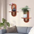 Small Plants Picture Ledge Wall Rattan Shelf Set of 2, Boho Rustic Wood Floating Shelves Wall Mounted Decoration. 