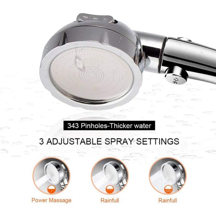 Handheld%20Shower%20High%20Pressure%20Chrome%203%20Spary%20Setting%20with%20ON/OFF%20Pause%20Switch%20Water%20Saving%20Adjustable%20Luxury%20Spa%20Detachab%20-%20Image%203