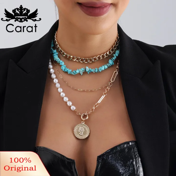 Carat%20Creative%20Mixed%20Metal%20Necklace%20Boho%20Layered%20Turquoise%20Pearl%20Beaded%20Necklace%20Set%20for%20Women%20Trendy%20Circle%20Choker%20Jewelry%20for%20Girls%20Metal%20Chain%20Paperclip%20Design%20Handmade%20Accessories%20from%20Geometric%20Beaded%20-%20Image%205