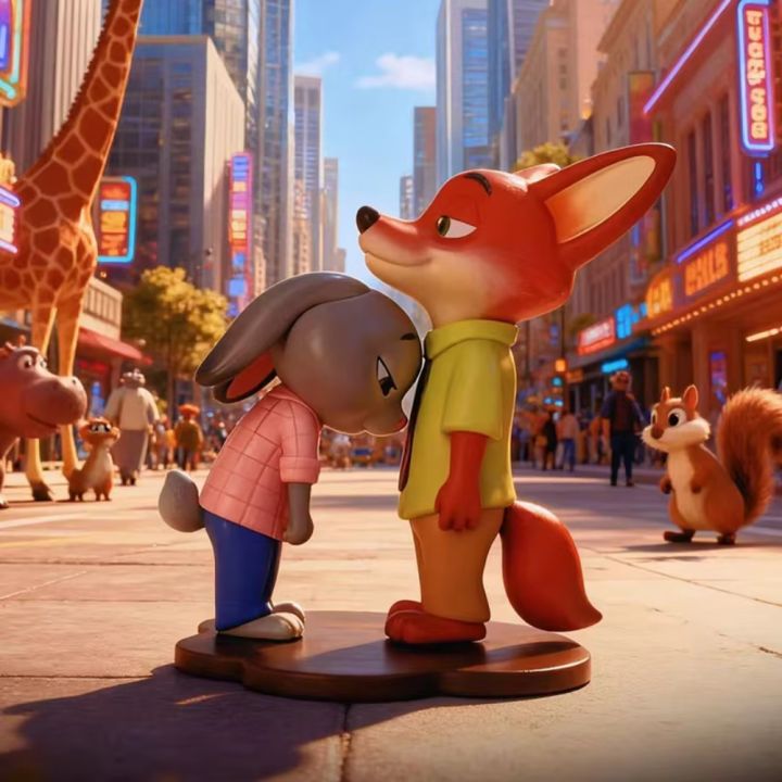 New Judy Nickle Disney Zootopia Cute Dolls Sweet Reliance Series Collectible Figures Judynick Figurine Desktop Ornaments Best Partners Series Kids Toys Birthday Present