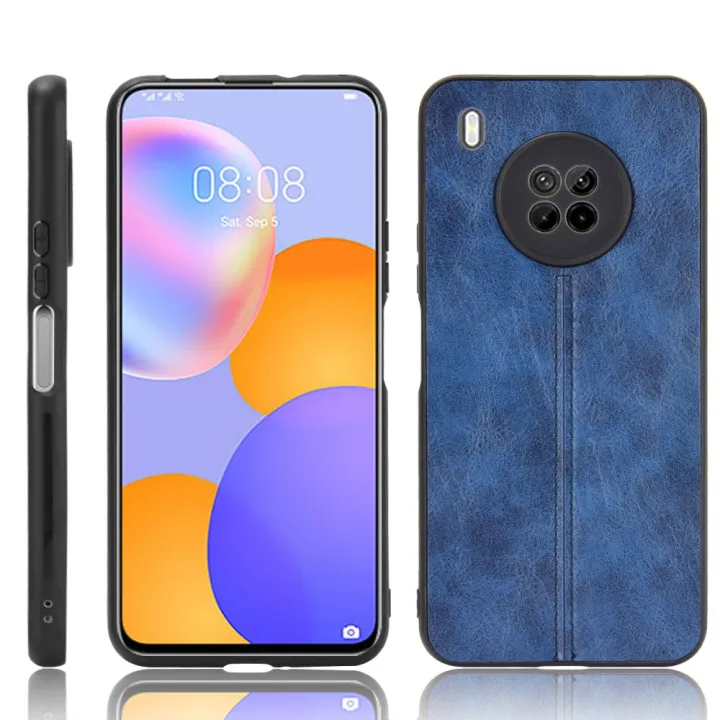 (stock available) For Huawei Y9a Shockproof Sewing Cow Pattern Skin PC + PU + TPU Case