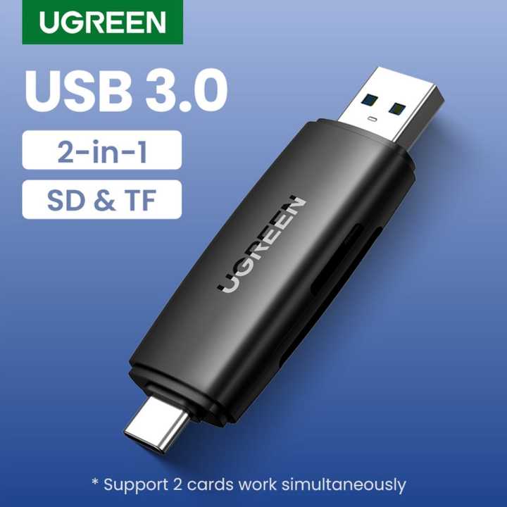 UGREEN 2 in 1 Card Reader USB 3.0 SD TF OTG Type C Smart Memory Card Reader for Redmi note 7/Samsung A30/A50/A70/S10/S9/Note 9/Huawei Nova 3e /mate 10/P20 Samsung S8/S9/Note9 etc.